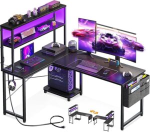 L-shaped metal desk